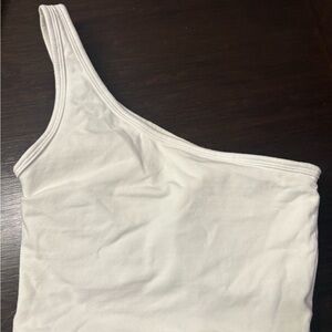 Klassy Network White One-Shoulder Crop with built in bra